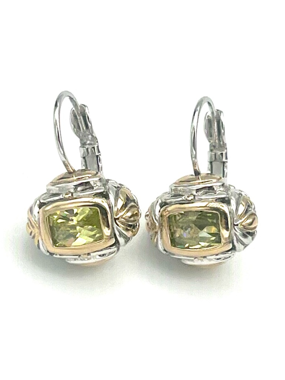John Medeiros Peridot 18K Gold Hypoallergenic Rhodium French Lever Earrings